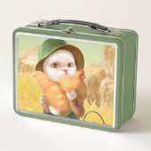 かわいらしい猫とメンドオンファーム メタルランチボックス (正面)