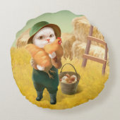 かわいらしい猫とメンドオンファーム ラウンドクッション (裏面)