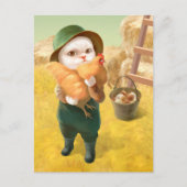 かわいらしい猫とメンドオンファーム 案内ポストカード (正面)