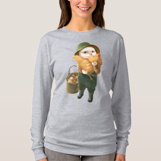 かわいらしい猫とメンドオンファーム Tシャツ (正面)