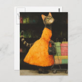 かわいらしい猫ショッピングはがき ポストカード (正面/裏面)