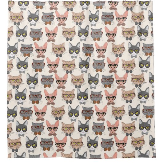 かわいらしい猫柄シャワーカーテン シャワーカーテン (正面)