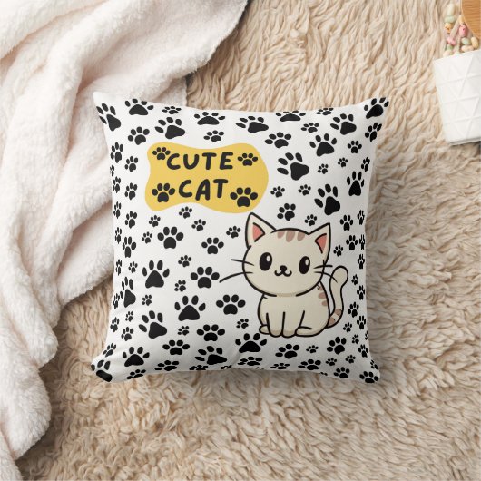 かわいらしい猫 クッション (ブランケット)