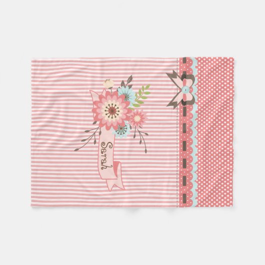 かわいらしい珊瑚のパーソナライズなフリースのベビーブランケット フリースブランケット (正面(横))