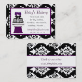 かわいらしい白黒ダマスク織のベーカリーの名刺 名刺 (正面/裏面)