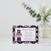 かわいらしい白黒ダマスク織のベーカリーの名刺 名刺 (スタンド正面)