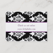 かわいらしい白黒ダマスク織のベーカリーの名刺 名刺 (裏面)