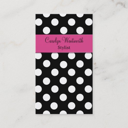 かわいらしい白黒水玉模様の名刺 名刺 (正面)