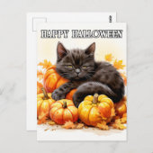 かわいらしい眠そうな小さな黒い子ネコ ポストカード (正面/裏面)