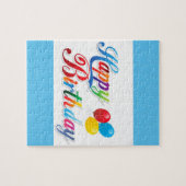 かわいらしい着色されたハッピーバースデーのパズル ジグソーパズル (横)