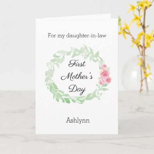 かわいらしい第1母の日の義理の娘 カード (黄色い花)