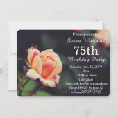 かわいらしい第75誕生日のパーティの招待状は上がりました 招待状 (正面)