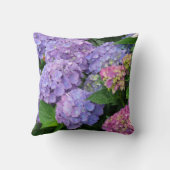 かわいらしい紫色およびピンクのアジサイの花 クッション (裏面)