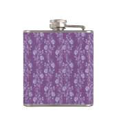 かわいらしい紫色および薄紫の花柄 フラスク (裏面)