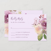 かわいらしい紫色によっては結婚する|が開花します 出欠カード (正面/裏面)