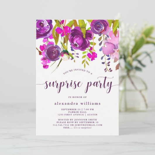 かわいらしい紫色によっては|のびっくりパーティが開花します 招待状 (スタンド正面)
