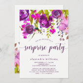 かわいらしい紫色によっては|のびっくりパーティが開花します 招待状 (正面/裏面)