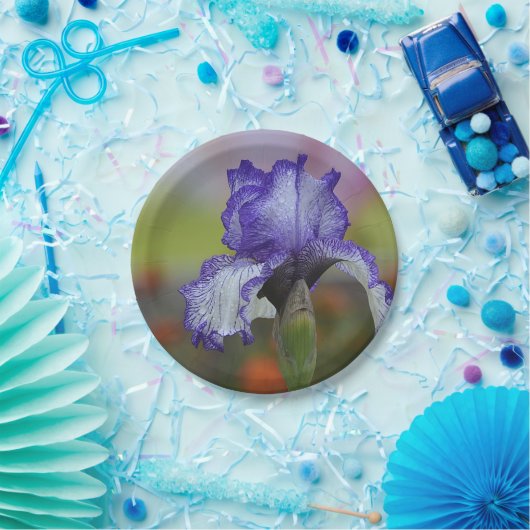 かわいらしい紫色のアイリス ペーパープレート (パーティー)