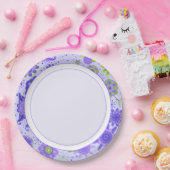 かわいらしい紫色のテーマのレトロによっては花パターンが開花します ペーパープレート (パーティー)