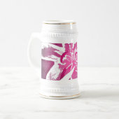 かわいらしい紫色のピンクの水彩画の花の芸術のプリント ビールジョッキ (正面左)