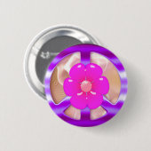 かわいらしい紫色のピースサイン 缶バッジ (正面&裏面)