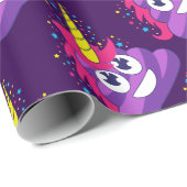 かわいらしい紫色のユニコーンのウンチEmoji ラッピングペーパー (ロールコーナー)