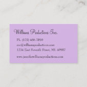 かわいらしい紫色のラベルのリボンの名刺 名刺 (裏面)