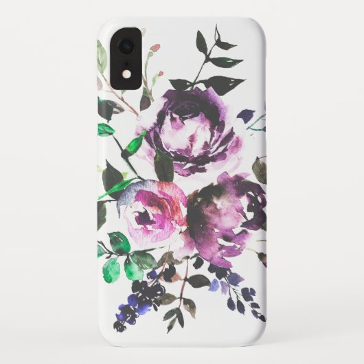 かわいらしい紫色のヴィンテージの水彩画の花柄 Case-Mate iPhoneケース (裏面)
