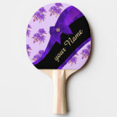 かわいらしい紫色のヴィンテージの花の花模様 卓球ラケット (裏面)