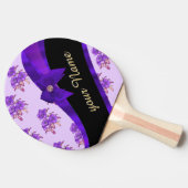 かわいらしい紫色のヴィンテージの花の花模様 卓球ラケット (横)