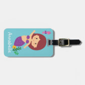 かわいらしい紫色の人魚は個人化なります ラゲッジタグ (正面横)