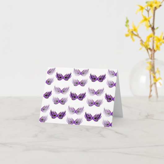 かわいらしい紫色の仮面舞踏会は謝肉祭を覆います カード (黄色い花)