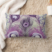 かわいらしい紫色の孔雀はエレガントなデザインに羽をつけます ランバークッション (ブランケット)