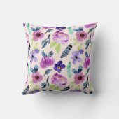 かわいらしい紫色の水彩画の花柄 クッション (裏面)