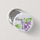 かわいらしい紫色の花の眼識 缶バッジ (正面&裏面)