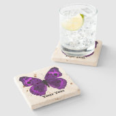 かわいらしい紫色の蝶カスタムな石造りのコースター ストーンコースター (横)
