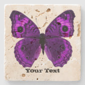 かわいらしい紫色の蝶カスタムな石造りのコースター ストーンコースター (正面)