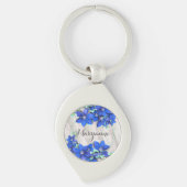 かわいらしい紫色クレマチスによってはパーソナライズが開花します キーホルダー (正面)