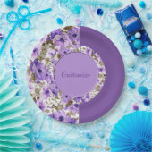 かわいらしい紫色及び白い花の紙皿5 ペーパープレート (パーティー)