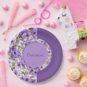 かわいらしい紫色及び白い花の紙皿5 ペーパープレート (パーティー)