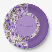 かわいらしい紫色及び白い花の紙皿5 ペーパープレート (正面)