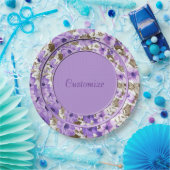 かわいらしい紫色及び白い花の紙皿 ペーパープレート (パーティー)