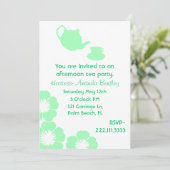かわいらしい緑および白い茶パーティの招待状 招待状 (スタンド正面)