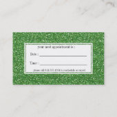 かわいらしい緑のグリッターのアポイントメントの名刺 予約カード (裏面)