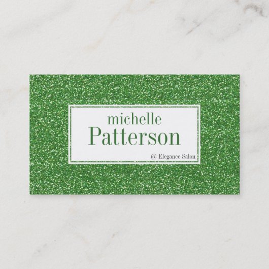 かわいらしい緑のグリッターのアポイントメントの名刺 予約カード (正面)