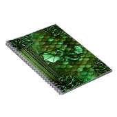 かわいらしい緑ドラゴンのはかりで測られた古代巻の魔法の本 ノートブック (右側)