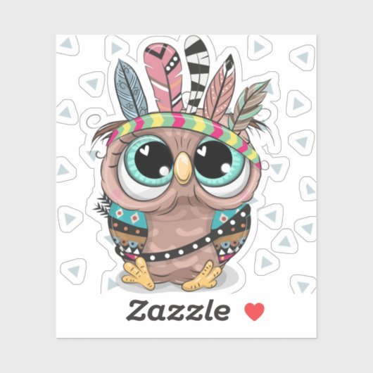 かわいらしい羽の付いた甘いフクロウ シール (シート)