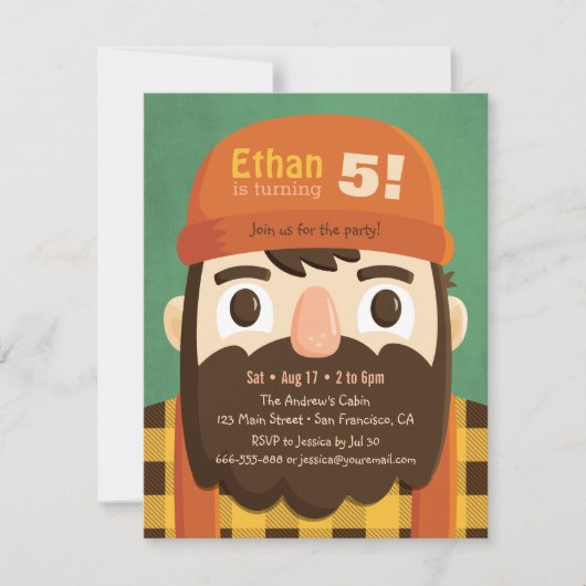かわいらしい腰ひげの少年誕生パーティー招待状 招待状 (正面)