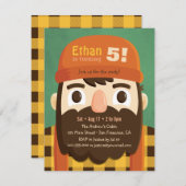 かわいらしい腰ひげの少年誕生パーティー招待状 招待状 (正面/裏面)