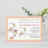 かわいらしい花および水玉模様の誕生会 招待状 (スタンド正面)